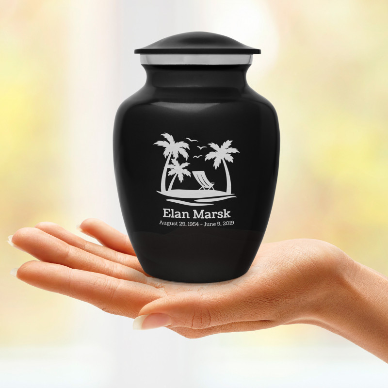 Tropical Beach Sharing Urn - Jet Black