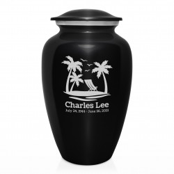 Tropical Beach Cremation Urn - Jet Black