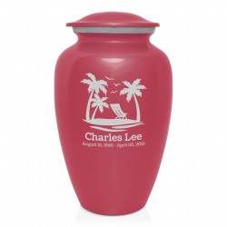 Tropical Beach Cremation Urn - Rose Pink