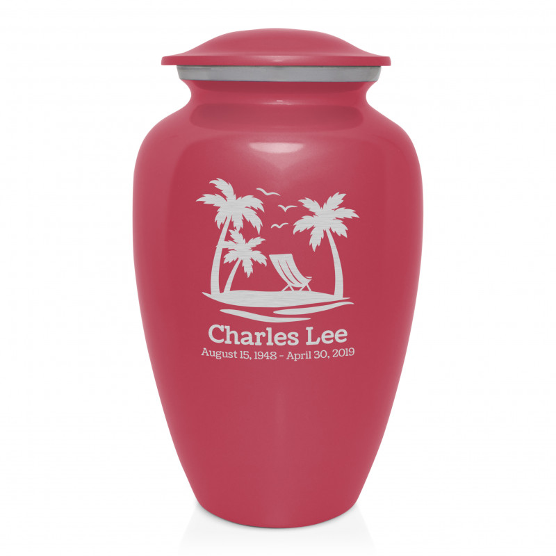 Tropical Beach Cremation Urn - Rose Pink