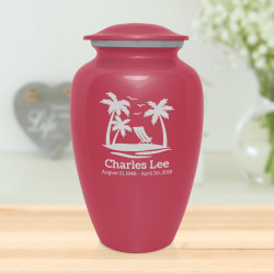 Tropical Beach Cremation Urn - Rose Pink