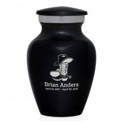 Cowboy Boots Keepsake Urn - Jet Black