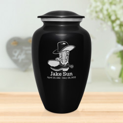 Cowboy Boots Cremation Urn - Jet Black