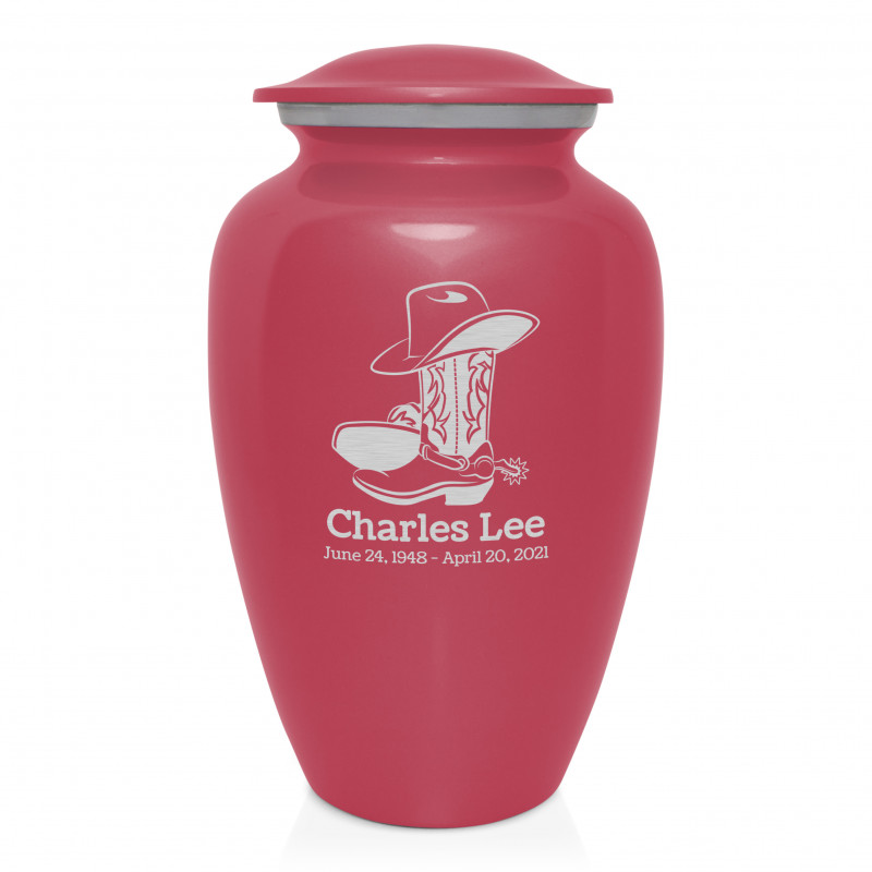 Cowboy Boots Cremation Urn - Rose Pink