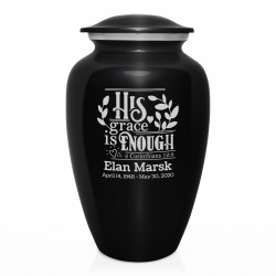 His Grace Is Enough Cremation Urn - Jet Black