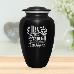 His Grace Is Enough Cremation Urn - Jet Black