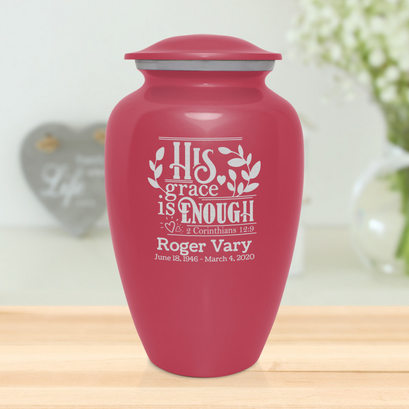 His Grace Is Enough Cremation Urn - Rose Pink