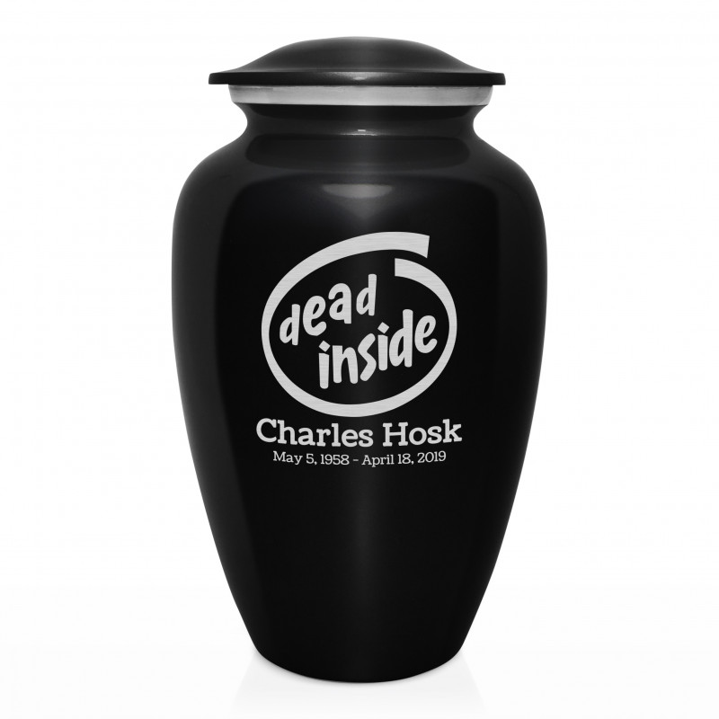 Dead Inside Cremation Urn - Jet Black