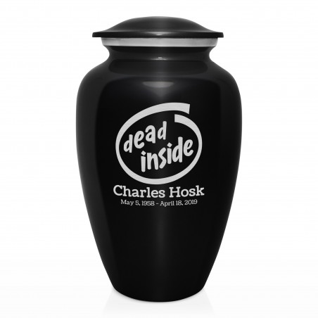 Dead Inside Cremation Urn - Jet Black