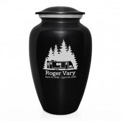 Travel Trailer Camper Cremation Urn - Jet Black