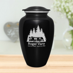 Travel Trailer Camper Cremation Urn - Jet Black
