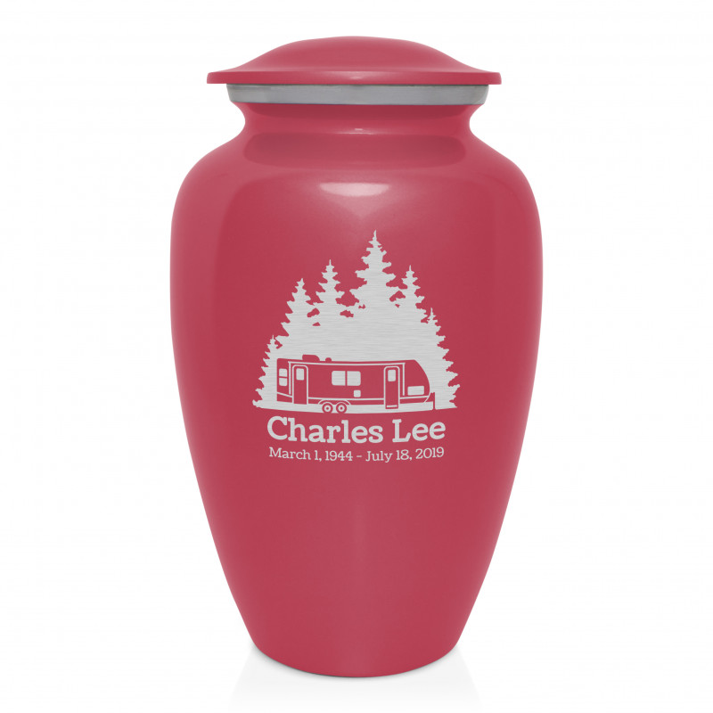 Travel Trailer Camper Cremation Urn - Rose Pink
