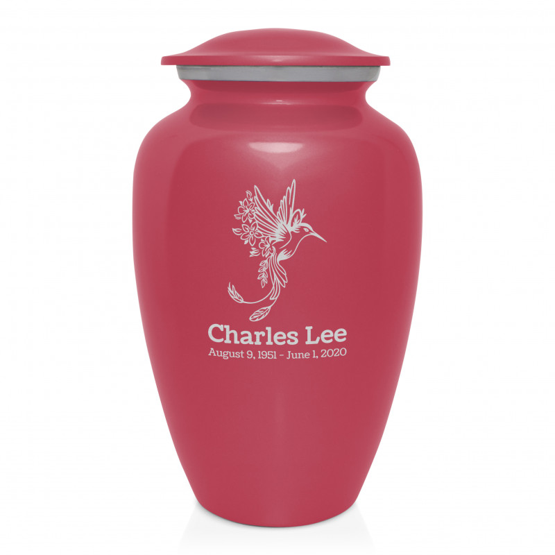 Natures Peace Hummingbird Cremation Urn - Rose Pink