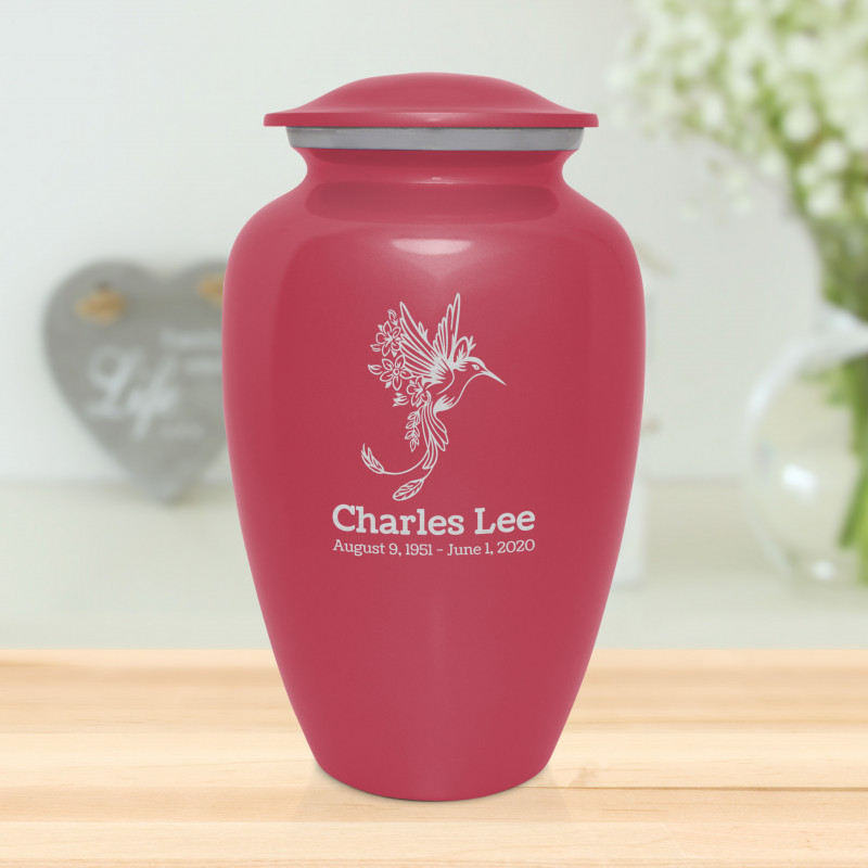 Natures Peace Hummingbird Cremation Urn - Rose Pink