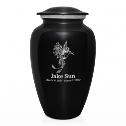 Natures Peace Hummingbird Cremation Urn - Jet Black