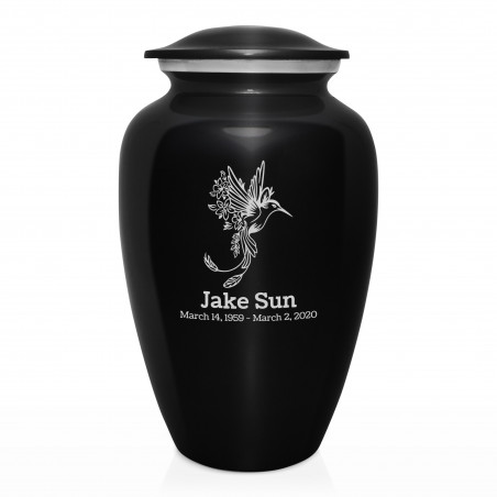 Natures Peace Hummingbird Cremation Urn - Jet Black