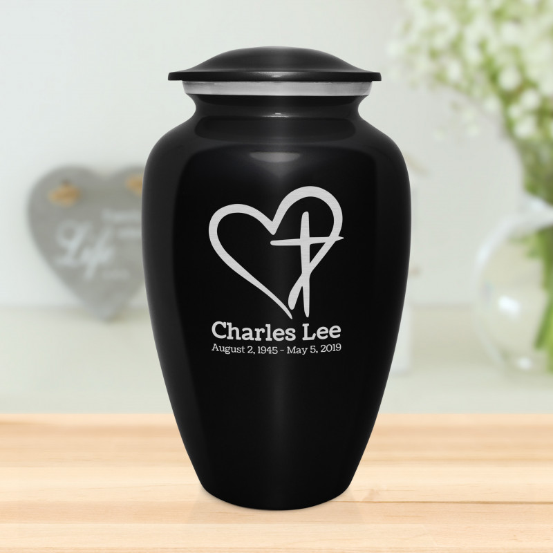 Love of Christ Cremation Urn - Jet Black