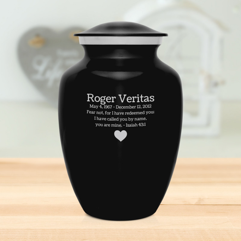 Jet Black Large Cremation Urn