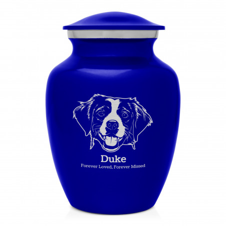 Small Brittany Spaniel Pet Cremation Urn - Midnight Blue