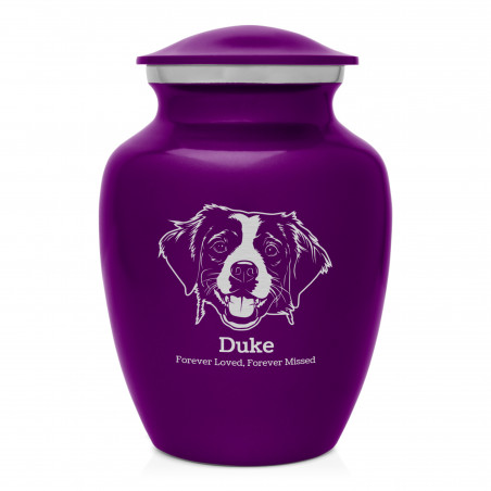 Small Brittany Spaniel Pet Cremation Urn - Purple Luster