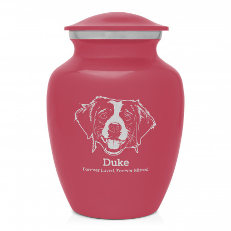 Small Brittany Spaniel Pet Cremation Urn - Rose Pink