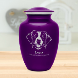 Large Brittany Spaniel Pet Cremation Urn - Purple Luster