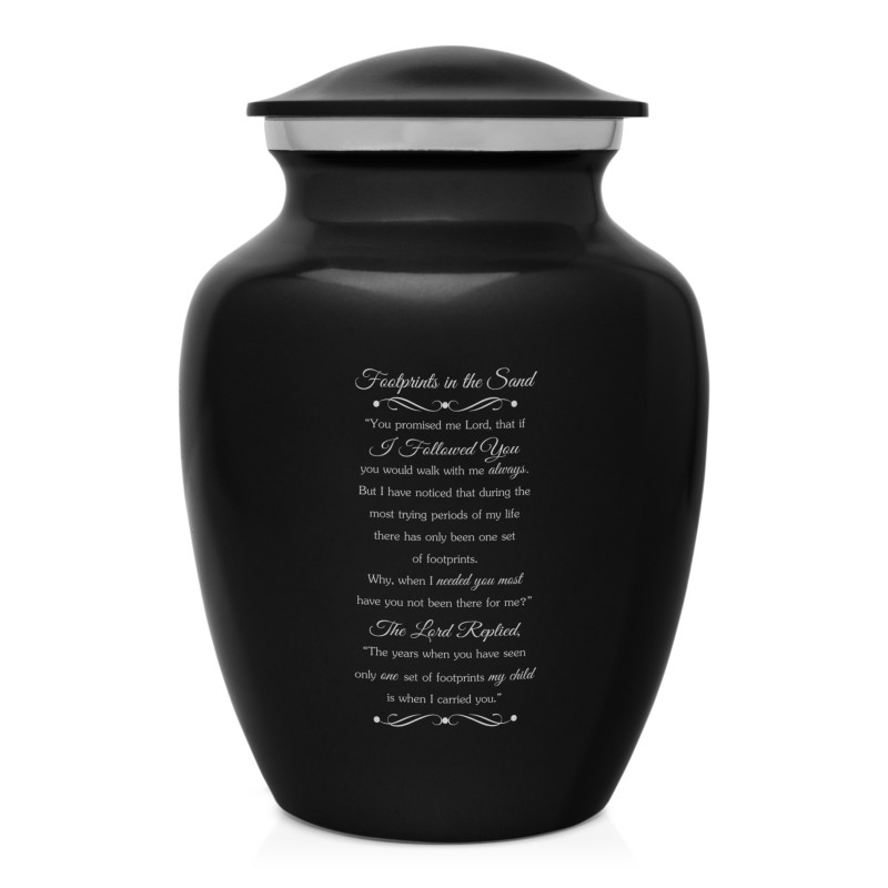Footprints In the Sand Sharing Urn - Jet Black