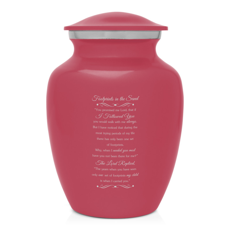 Footprints In the Sand Sharing Urn - Rose Pink
