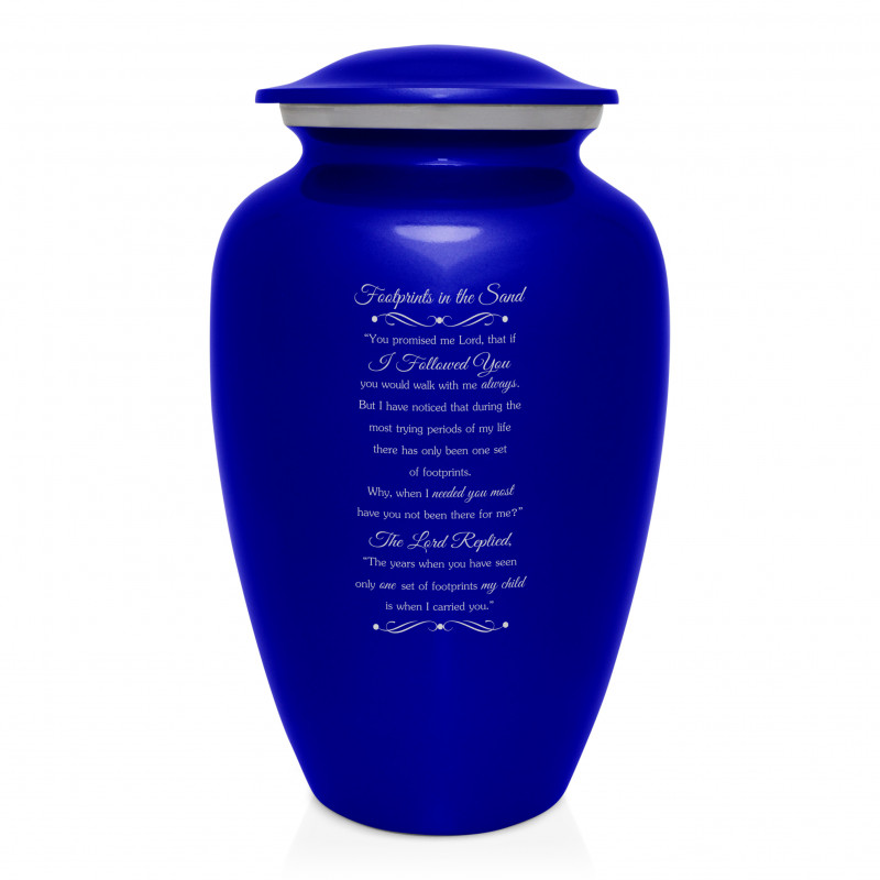 Footprints In the Sand Cremation Urn - Midnight Blue