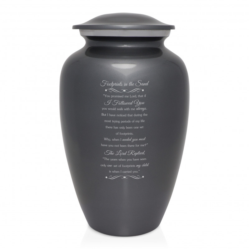 Footprints In the Sand Cremation Urn - Gunmetal Gray