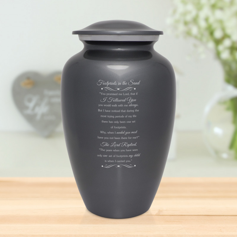 Footprints In the Sand Cremation Urn - Gunmetal Gray