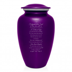 Footprints In the Sand Cremation Urn - Purple Luster