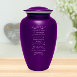 Footprints In the Sand Cremation Urn - Purple Luster