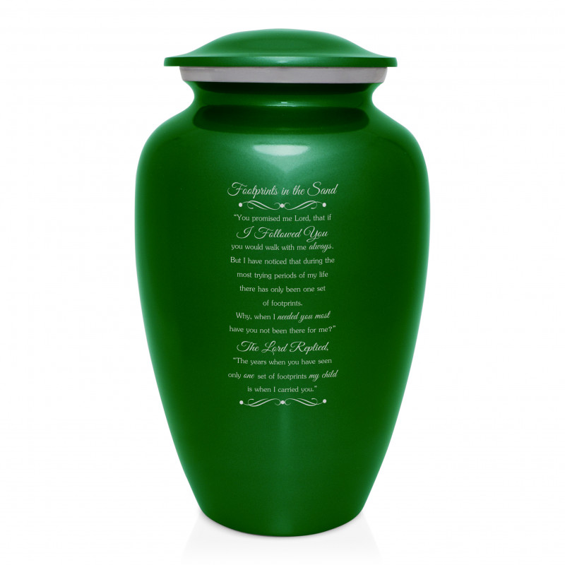 Footprints In the Sand Cremation Urn - Shamrock Green