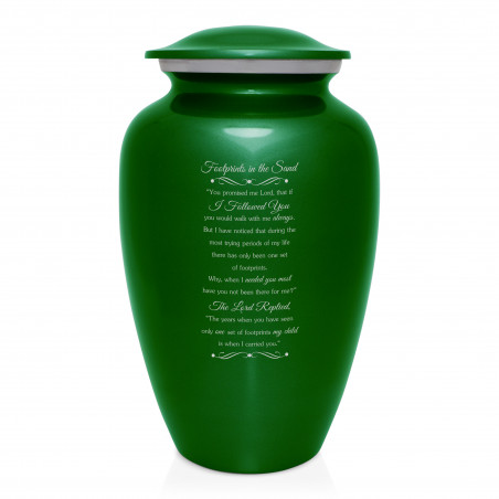 Footprints In the Sand Cremation Urn - Shamrock Green