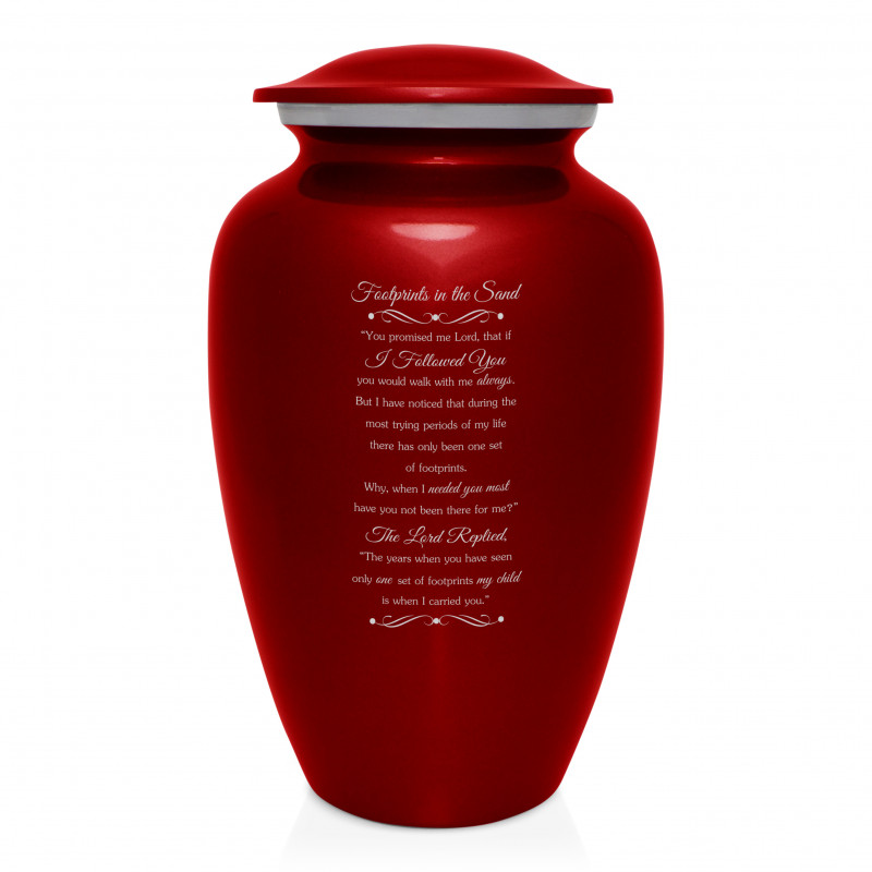 Footprints In the Sand Cremation Urn - Ruby Red