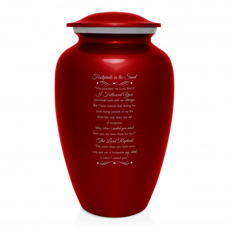 Footprints In the Sand Cremation Urn - Ruby Red