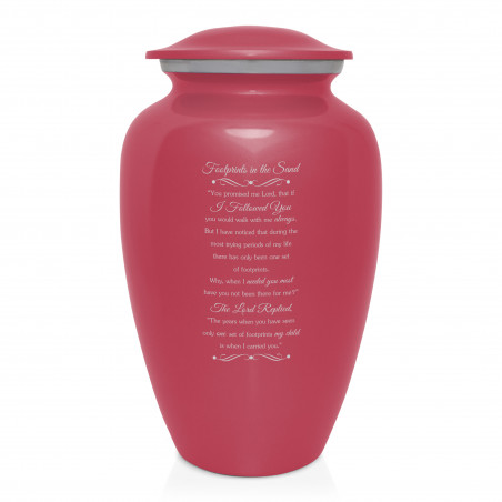 Footprints In the Sand Cremation Urn - Rose Pink