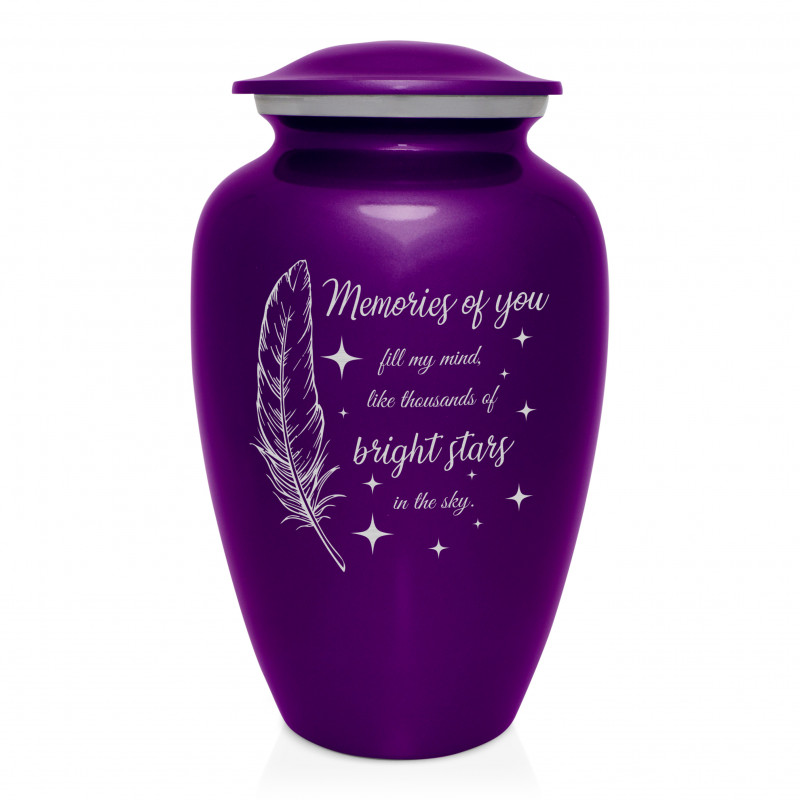 Memories Of You - Bright Stars Cremation Urn - Purple Luster