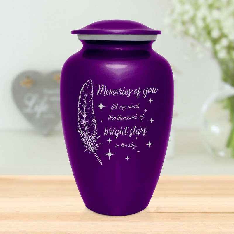 Memories Of You - Bright Stars Cremation Urn - Purple Luster