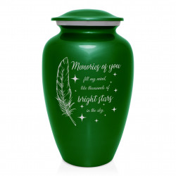 Memories Of You - Bright Stars Cremation Urn - Shamrock Green