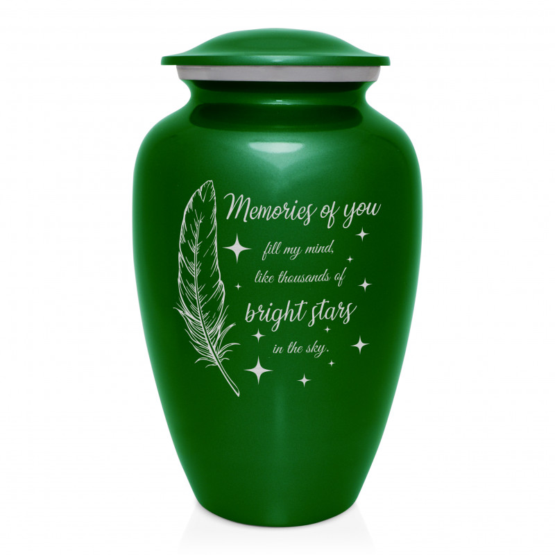 Memories Of You - Bright Stars Cremation Urn - Shamrock Green