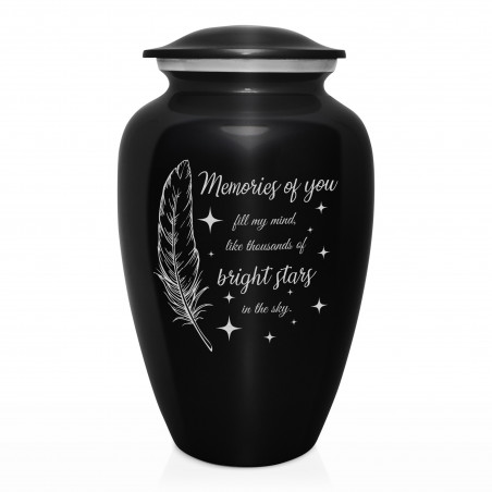 Memories Of You - Bright Stars Cremation Urn - Jet Black