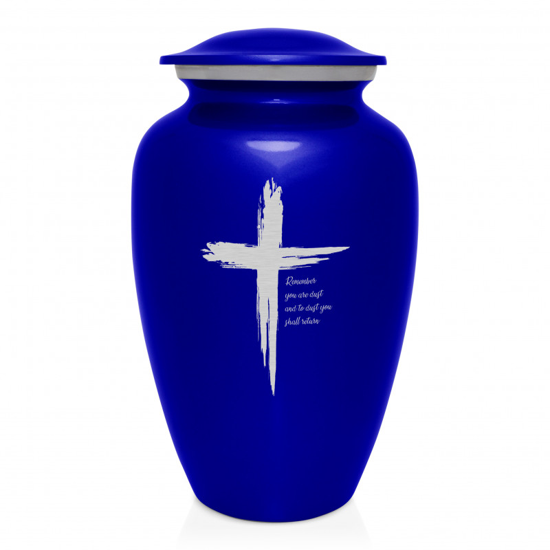 Dust to Dust Cross Cremation Urn - Midnight Blue