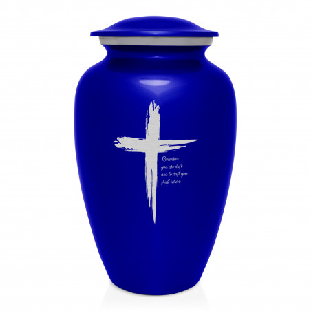 Dust to Dust Cross Cremation Urn - Midnight Blue
