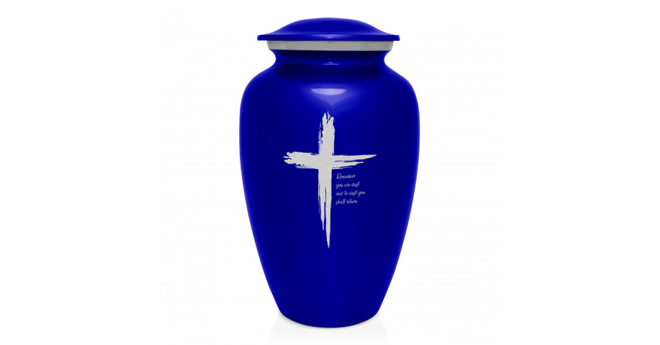 Dust to Dust Cross Cremation Urn - Midnight Blue