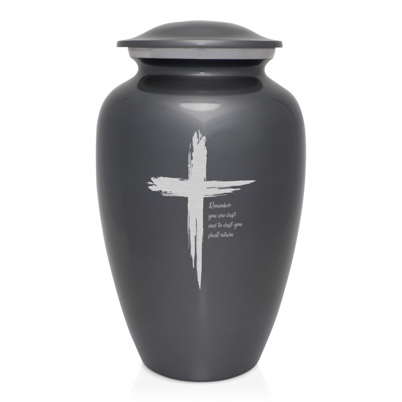 Dust to Dust Cross Cremation Urn - Gunmetal Gray