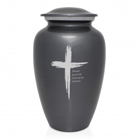 Dust to Dust Cross Cremation Urn - Gunmetal Gray