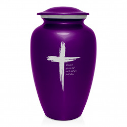 Dust to Dust Cross Cremation Urn - Purple Luster