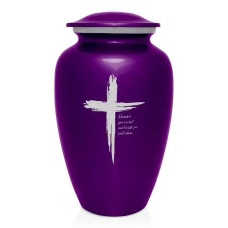 Dust to Dust Cross Cremation Urn - Purple Luster